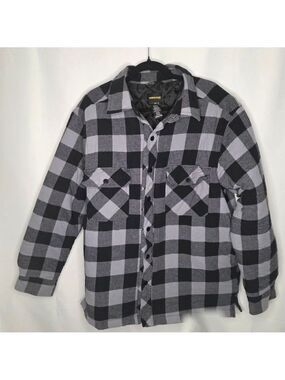 Men's WORKLOAD Plaid Lightweight Shirt Jacket L Black Gray